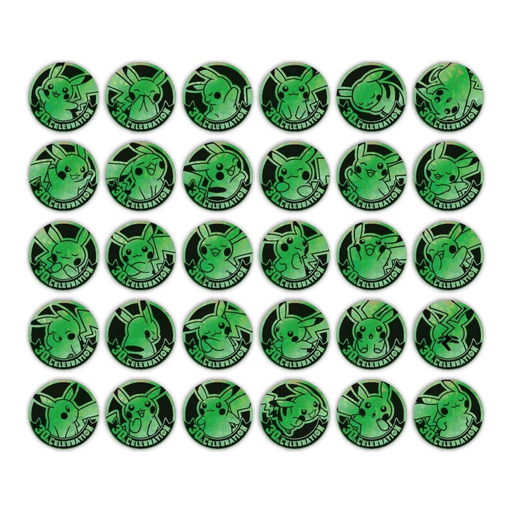 30th Celebration Coin Set – the 30 Pikachu coin designs